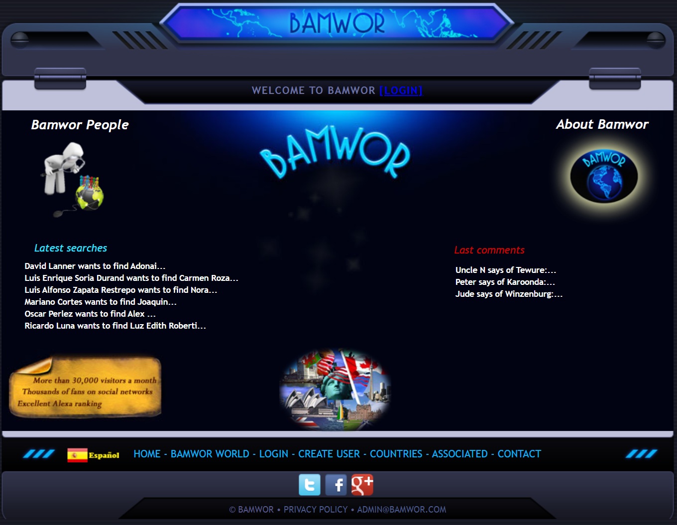 Homepage di Bamwor nel 2011
